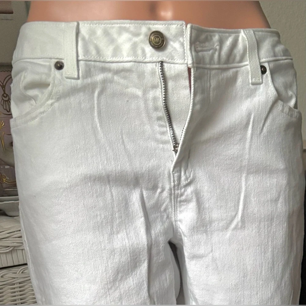 Michael Kors Cropped Jeans Skinny Legs Cotton Mid Rise in white color Size 8
